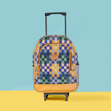 Kids Wheelie Backpack | Laminated Fabric | Blue Handle