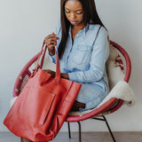 Laptop Tote Zipper Handbag Leather - Thandana UK