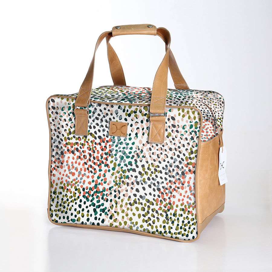 Large Weekender Luggage | Laminated Fabric with Genuine Leather