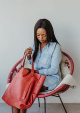 Tote Zipper Handbag | Genuine Leather