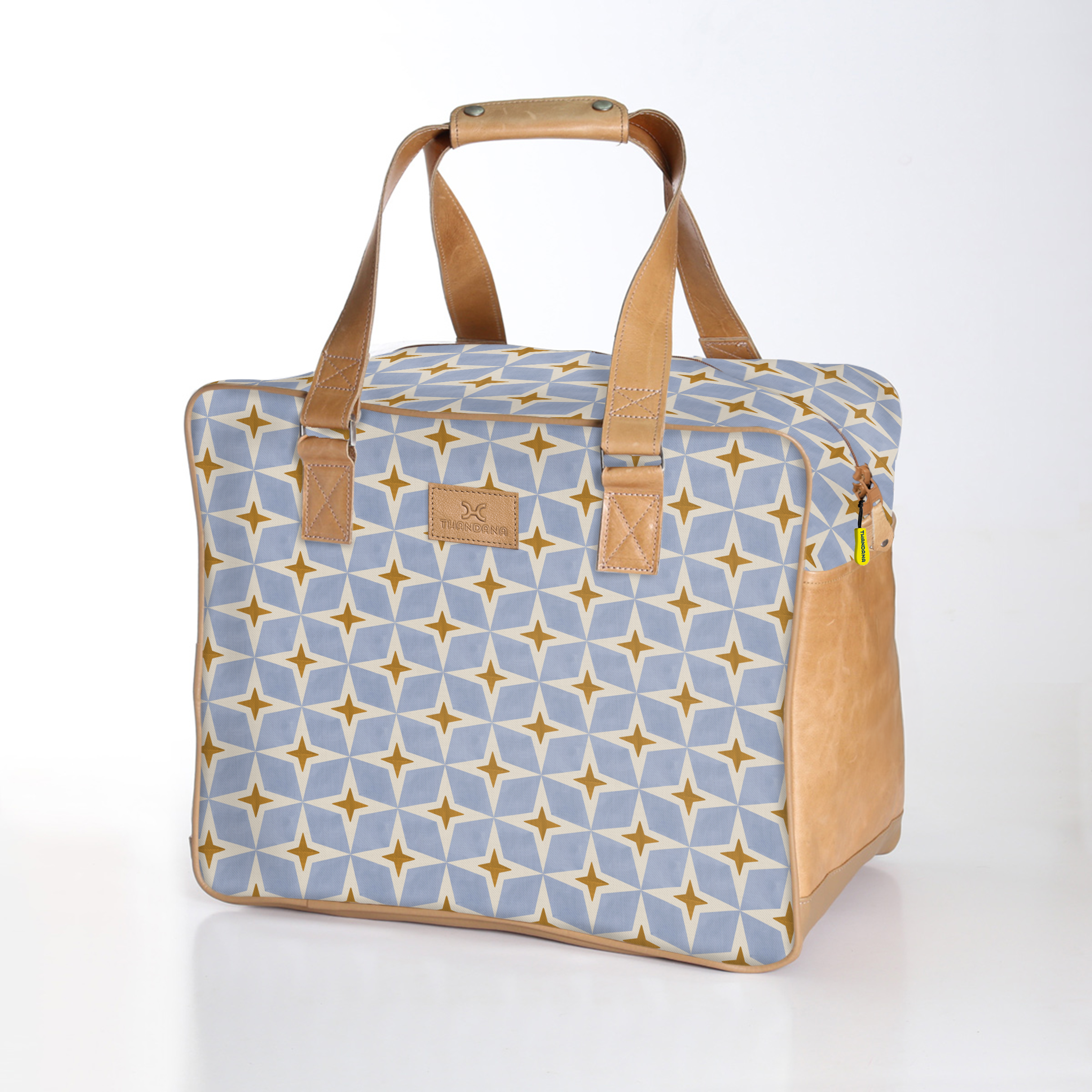 Large Weekender Luggage | Laminated Fabric with Genuine Leather