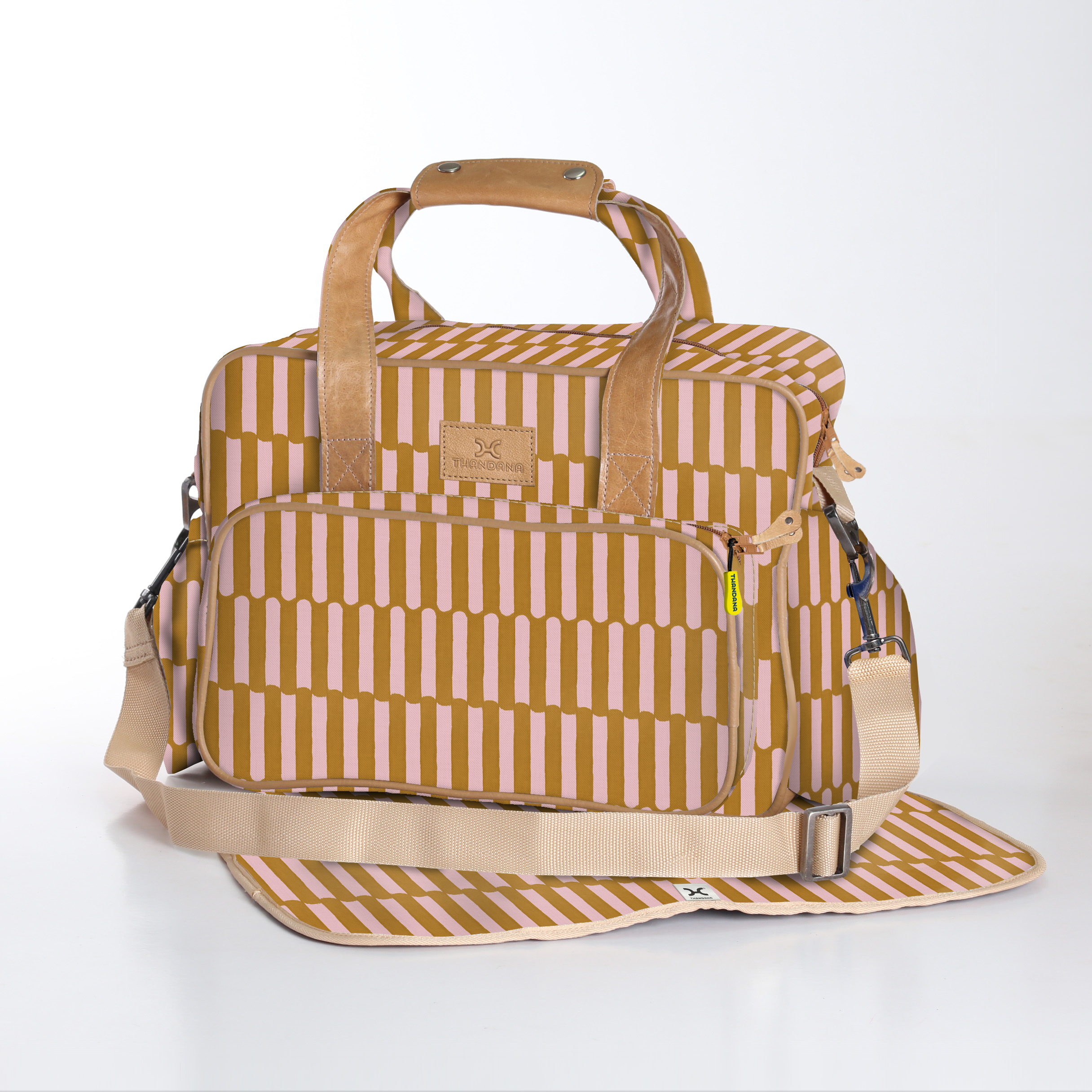 Baby Changing Bag | Laminated Fabric with Genuine Leather