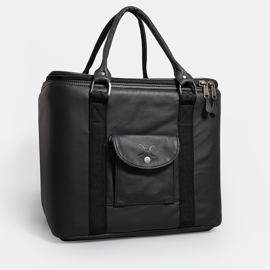 25l Box Cooler | Genuine Leather & Hard Inner Bin Black Leather / Gunmetal Chunky Zip Box Cooler by Thandana