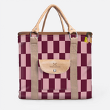 25l Box Cooler | Laminated Fabric with Genuine Leather & Hard Inner Bin Checkmate - Cherry Box Cooler by Thandana