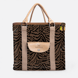 25l Box Cooler | Laminated Fabric with Genuine Leather & Hard Inner Bin Nomad Stripe - Coffee Box Cooler by Thandana