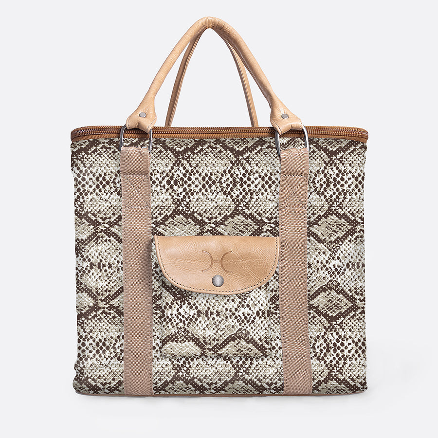 25l Box Cooler | Laminated Fabric with Genuine Leather & Hard Inner Bin Python - Moody Box Cooler by Thandana