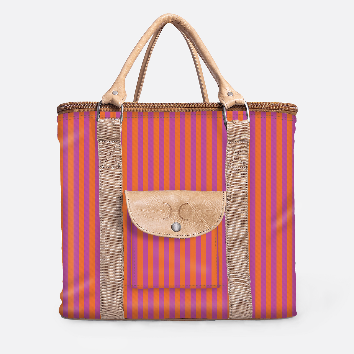 25l Box Cooler | Laminated Fabric with Genuine Leather & Hard Inner Bin Linear - Preppy Box Cooler by Thandana