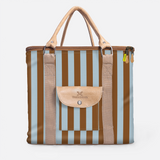 25l Box Cooler | Laminated Fabric with Genuine Leather & Hard Inner Bin Coastal Stripe - Blue Box Cooler by Thandana