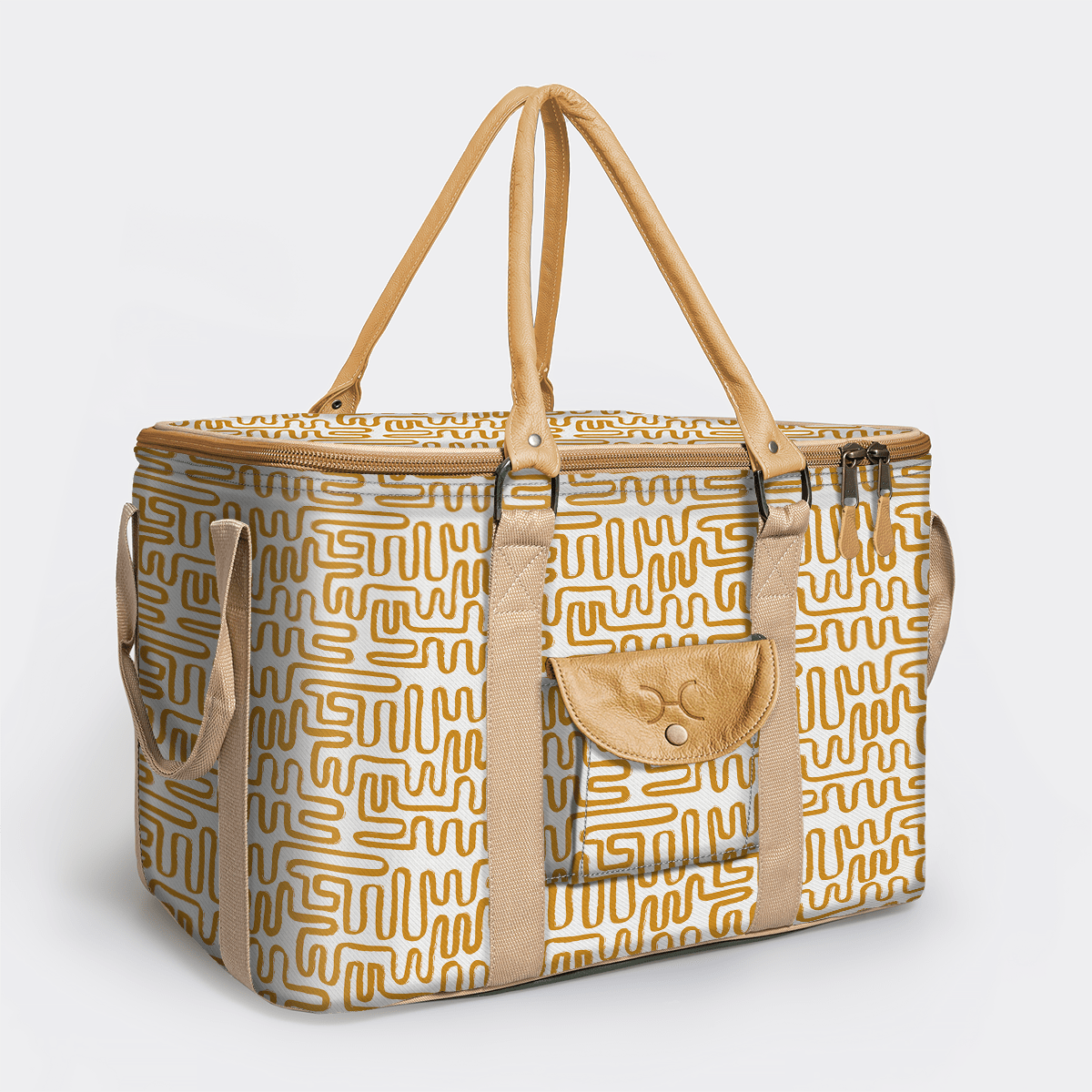 45l Big Boy Box Cooler | Laminated Fabric with Genuine Leather & Hard Inner Bin Geo - Sand Box Cooler by Thandana