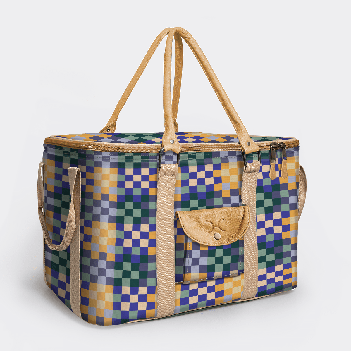 45l Big Boy Box Cooler | Laminated Fabric with Genuine Leather & Hard Inner Bin Checker - Jet Box Cooler by Thandana
