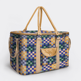 45l Big Boy Box Cooler | Laminated Fabric with Genuine Leather & Hard Inner Bin Checker - Jet Box Cooler by Thandana