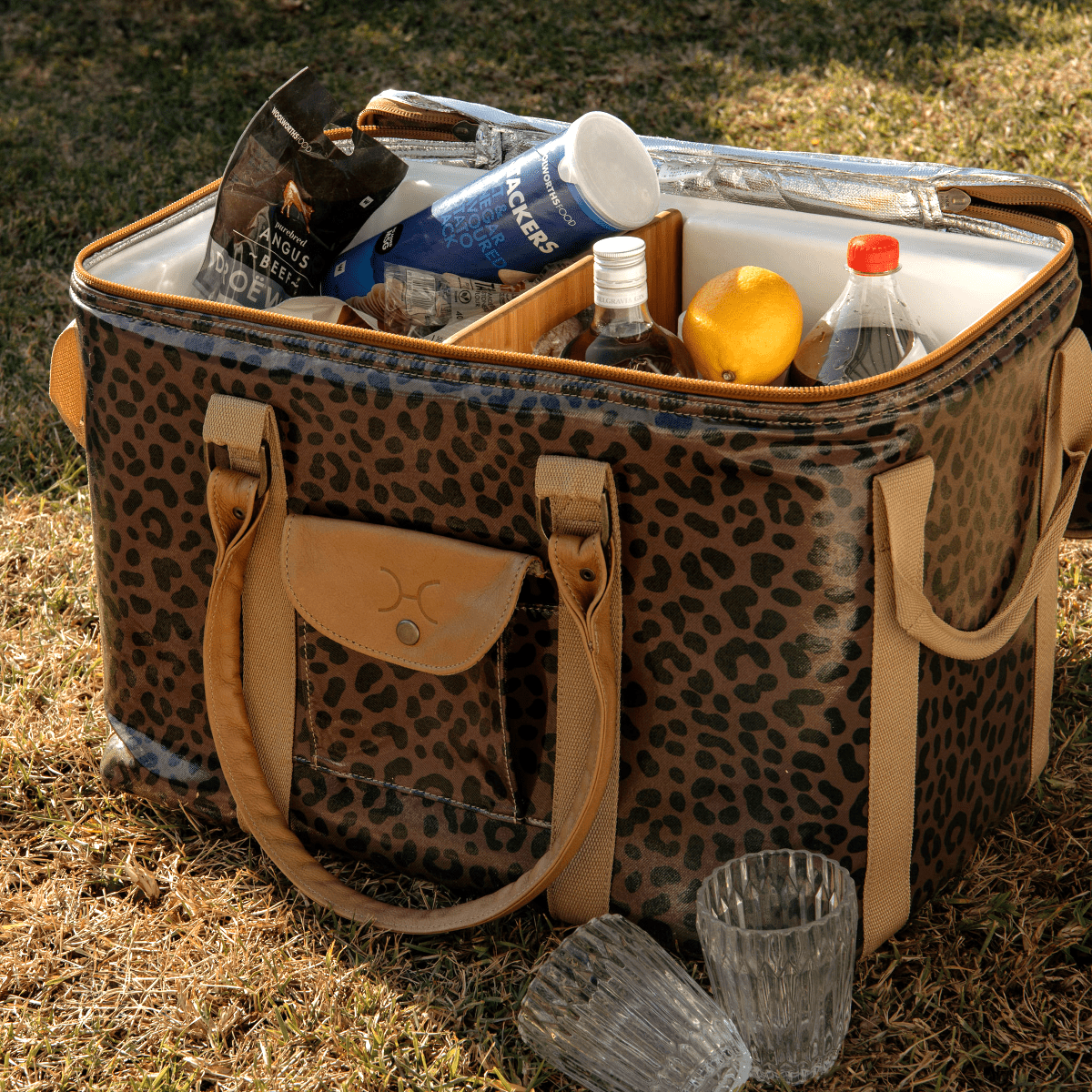 45l Big Boy Box Cooler | Laminated Fabric with Genuine Leather & Hard Inner Bin Box Cooler by Thandana