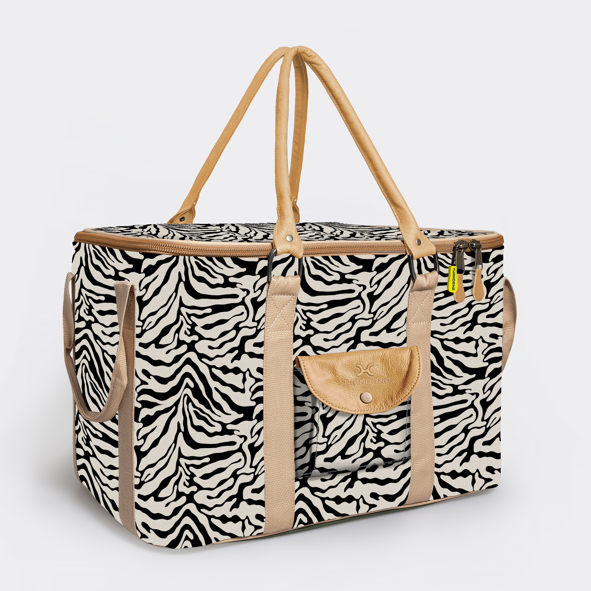 45l Big Boy Box Cooler | Laminated Fabric with Genuine Leather & Hard Inner Bin Nomad Stripe - Pitch Box Cooler