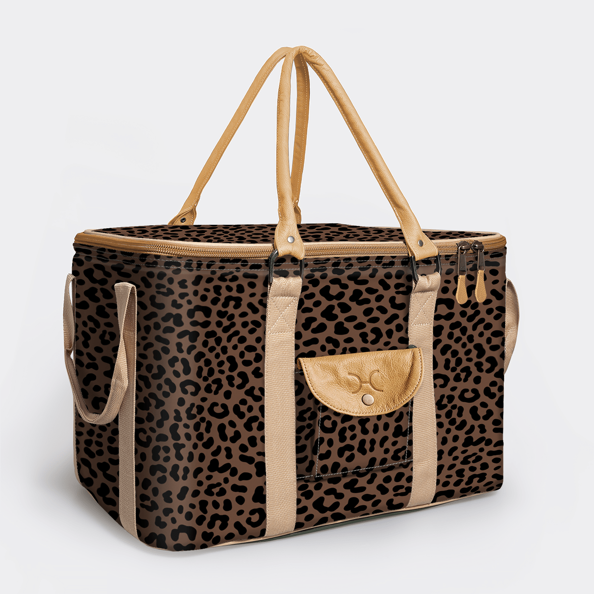 45l Big Boy Box Cooler | Laminated Fabric with Genuine Leather & Hard Inner Bin Cheetah - Coffee Box Cooler by Thandana