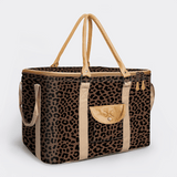 45l Big Boy Box Cooler | Laminated Fabric with Genuine Leather & Hard Inner Bin Cheetah - Coffee Box Cooler by Thandana