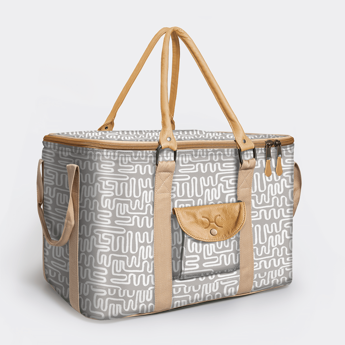 45l Big Boy Box Cooler | Laminated Fabric with Genuine Leather & Hard Inner Bin Geo - Moonstruck Box Cooler by Thandana