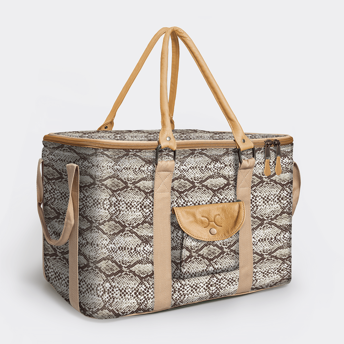 45l Big Boy Box Cooler | Laminated Fabric with Genuine Leather & Hard Inner Bin Python - Moody Box Cooler by Thandana