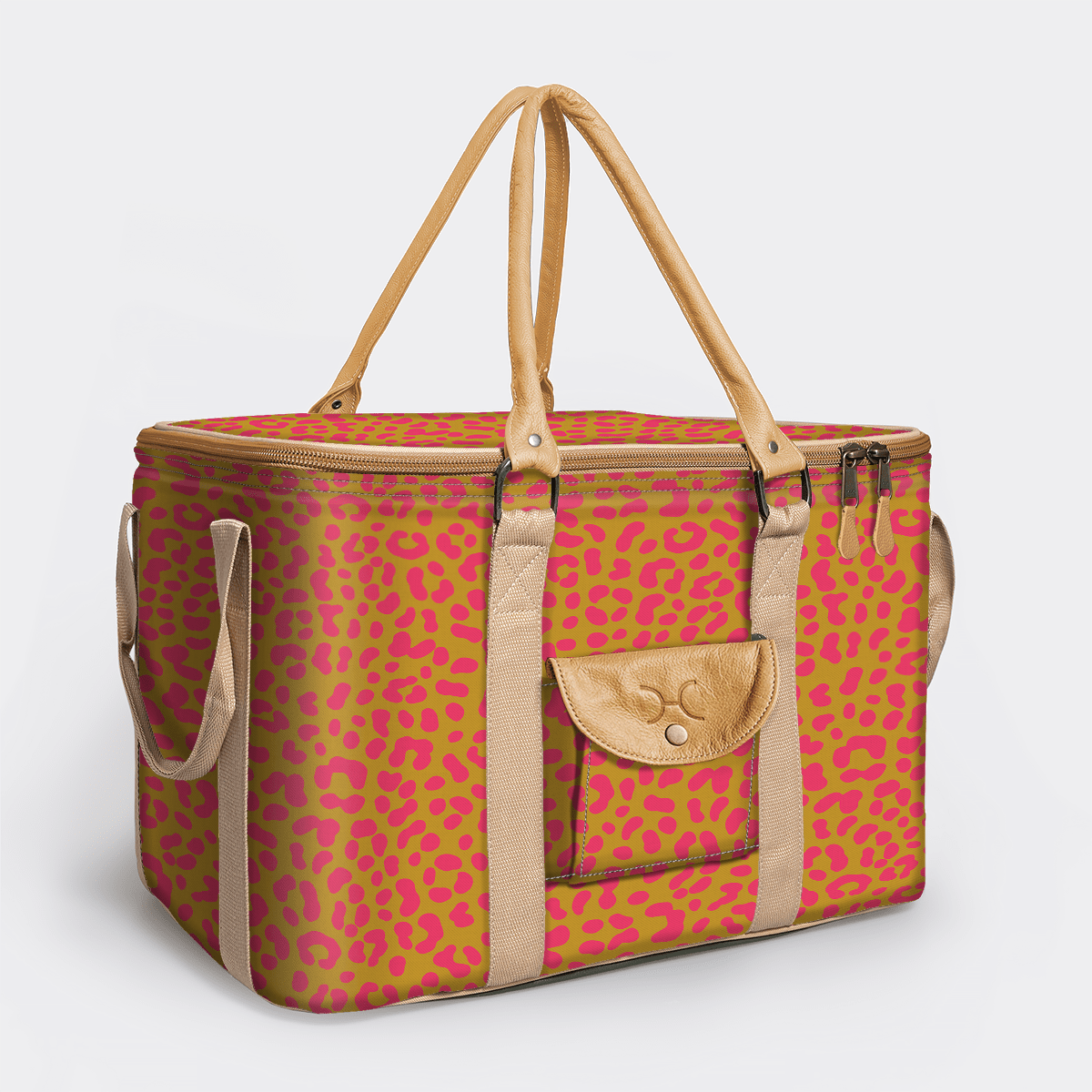 45l Big Boy Box Cooler | Laminated Fabric with Genuine Leather & Hard Inner Bin Cheetah - Preppy Box Cooler by Thandana