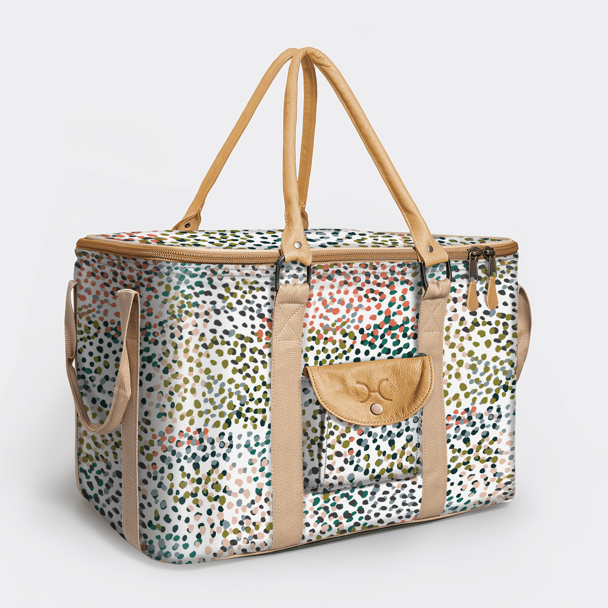 45l Big Boy Box Cooler | Laminated Fabric with Genuine Leather & Hard Inner Bin Confetti - All About Box Cooler