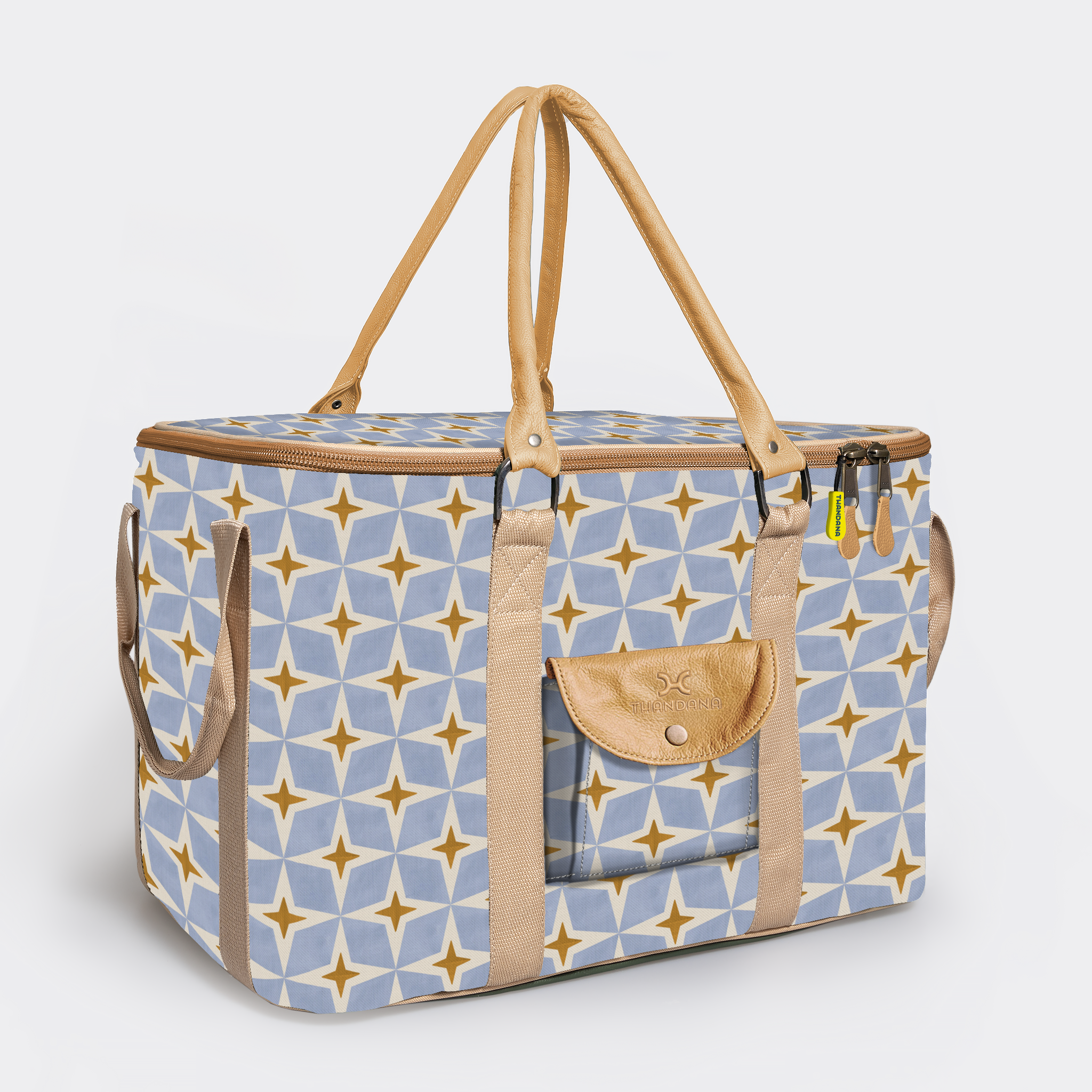 45l Big Boy Box Cooler | Laminated Fabric with Genuine Leather & Hard Inner Bin Nova - Mist Box Cooler by Thandana