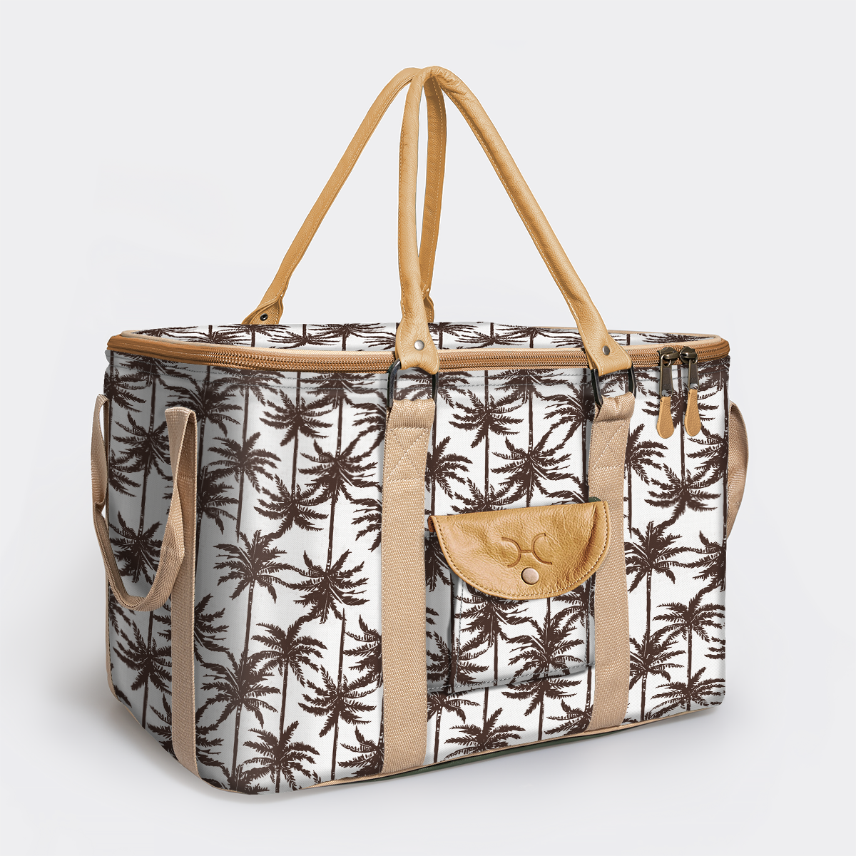 45l Big Boy Box Cooler | Laminated Fabric with Genuine Leather & Hard Inner Bin Palm - Neutral Box Cooler by Thandana