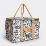 45l Big Boy Box Cooler | Laminated Fabric with Genuine Leather & Hard Inner Bin Cheetah - White Box Cooler by Thandana