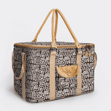 45l Big Boy Box Cooler | Laminated Fabric with Genuine Leather & Hard Inner Bin Geo - Black Box Cooler by Thandana
