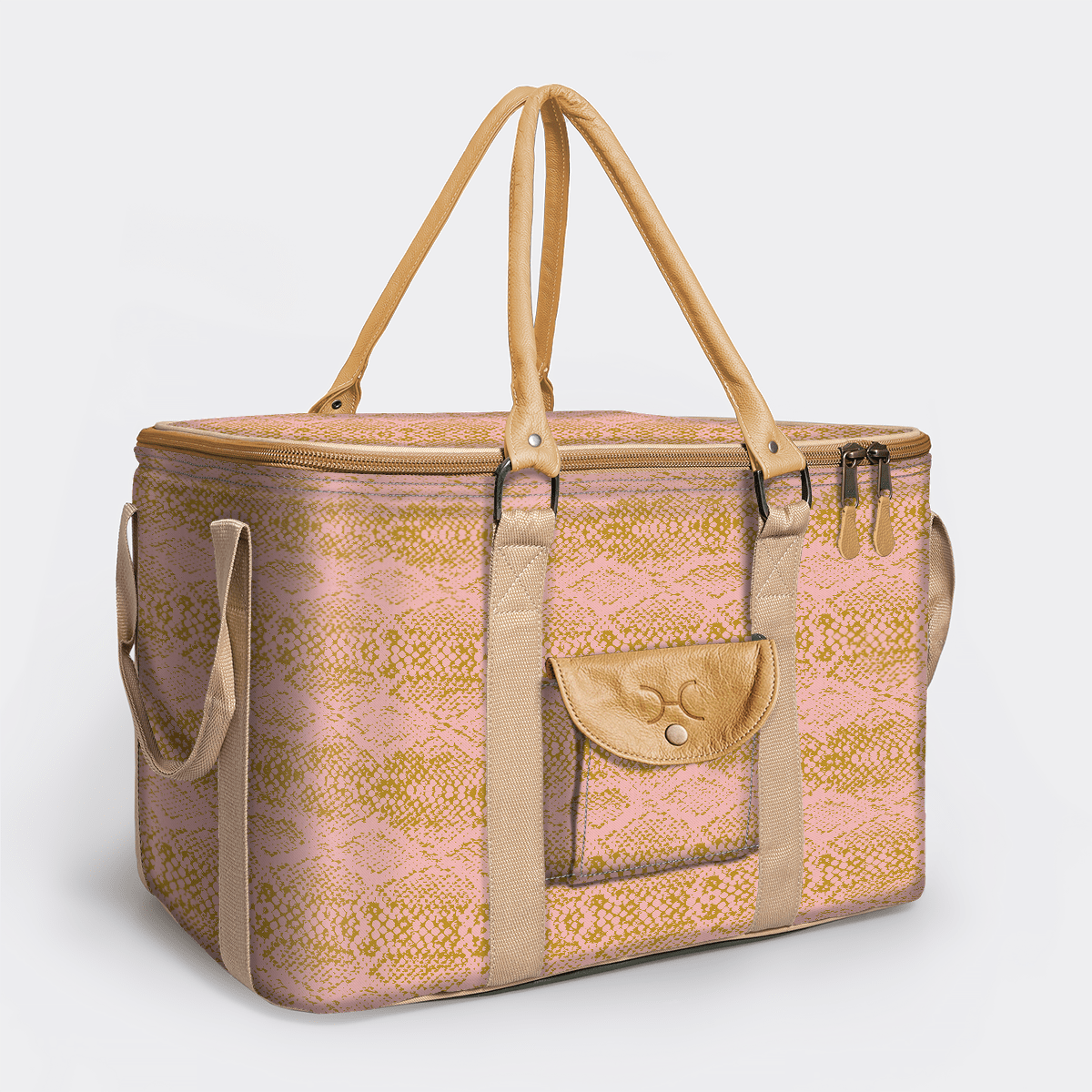 45l Big Boy Box Cooler | Laminated Fabric with Genuine Leather & Hard Inner Bin Python - Bloom Box Cooler by Thandana