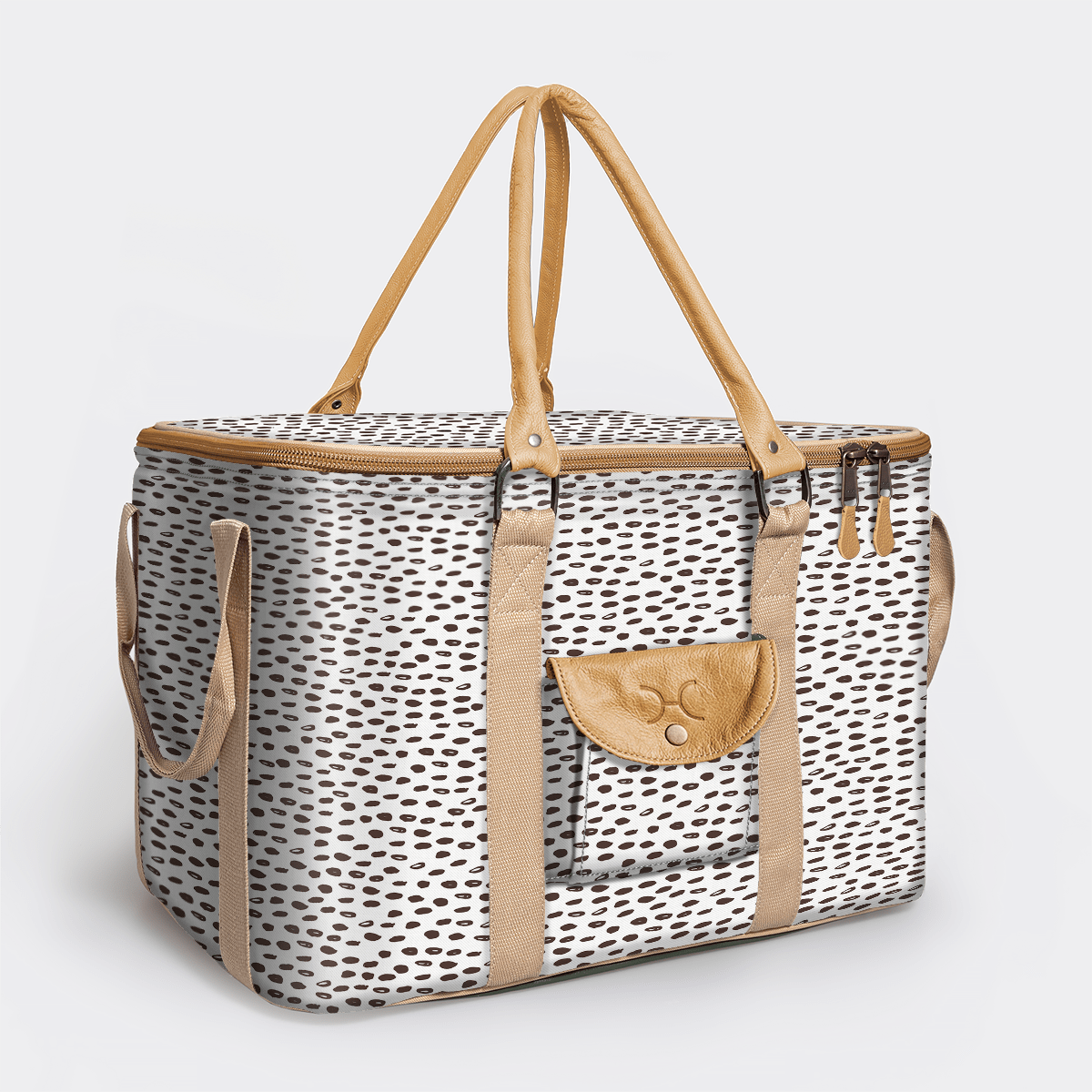 45l Big Boy Box Cooler | Laminated Fabric with Genuine Leather & Hard Inner Bin Seeds - White Box Cooler by Thandana