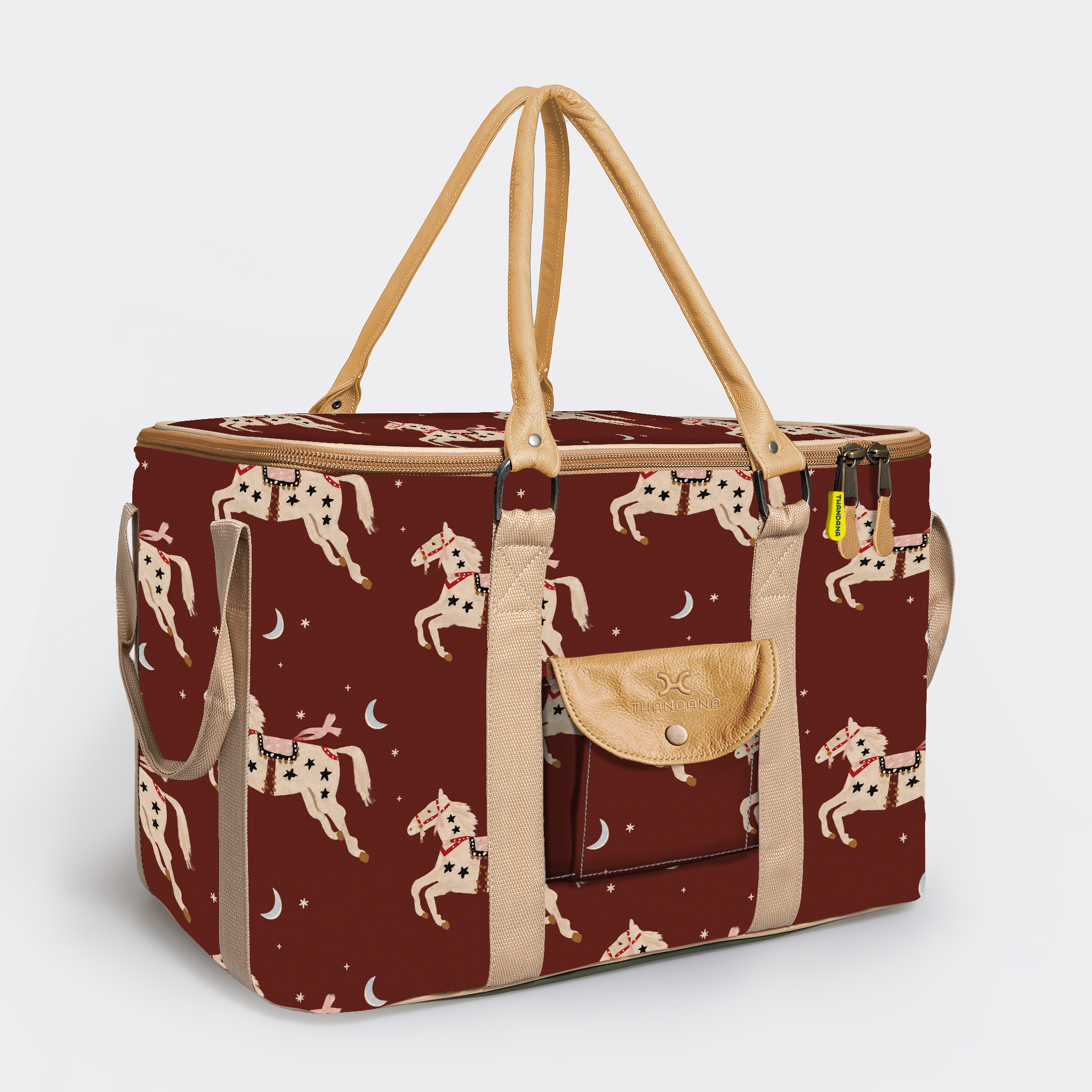 45l Big Boy Box Cooler | Laminated Fabric with Genuine Leather & Hard Inner Bin Midnight Pony - Cherry Box Cooler