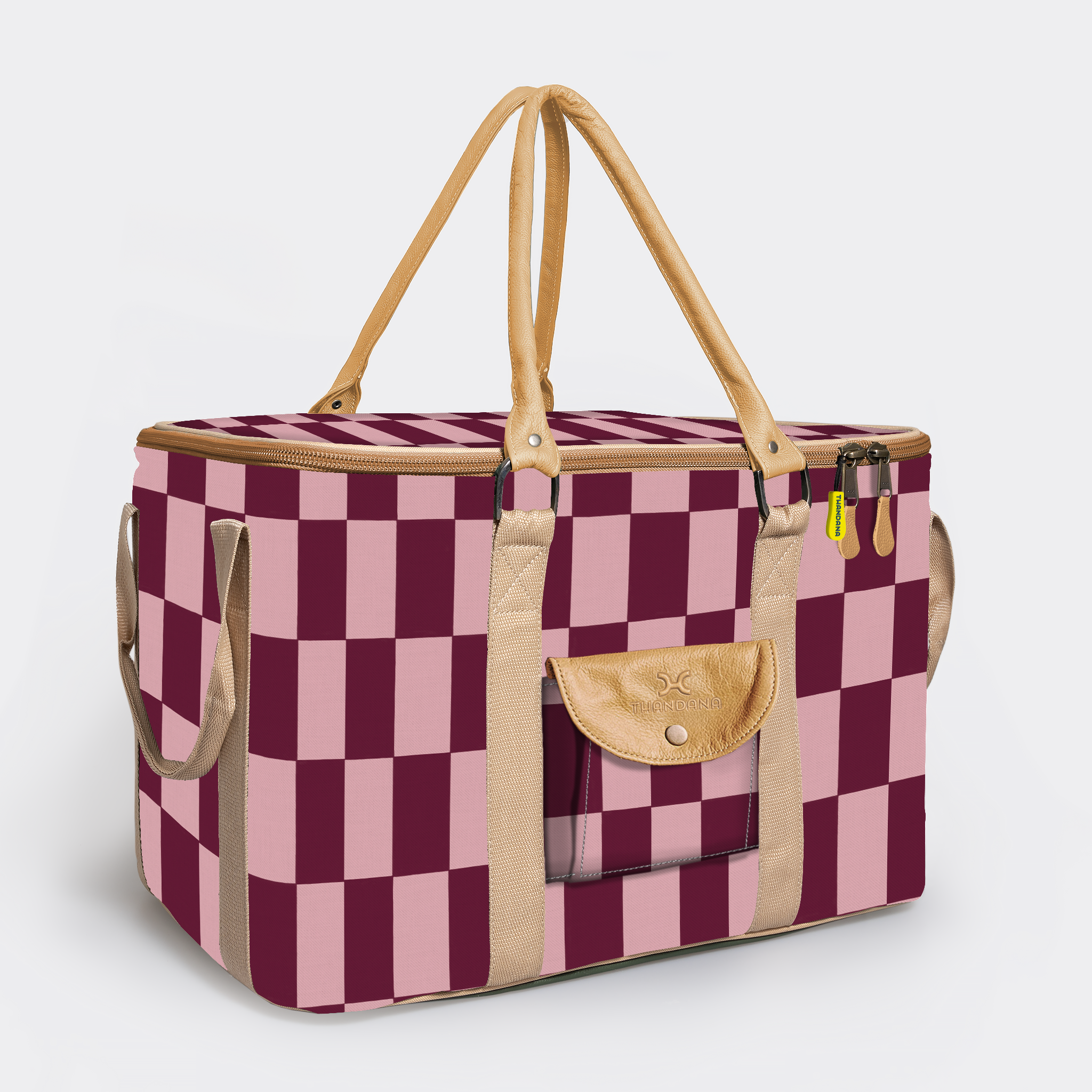 45l Big Boy Box Cooler | Laminated Fabric with Genuine Leather & Hard Inner Bin Checkmate - Cherry Box Cooler