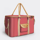 45l Big Boy Box Cooler | Laminated Fabric with Genuine Leather & Hard Inner Bin Linear - Preppy Box Cooler by Thandana
