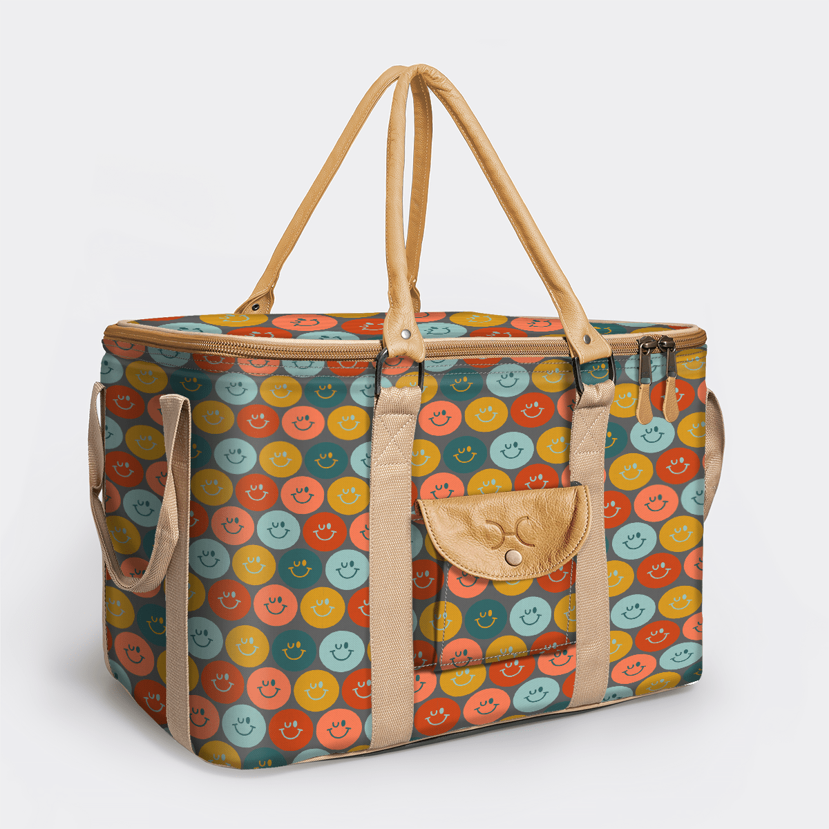 45l Big Boy Box Cooler | Laminated Fabric with Genuine Leather & Hard Inner Bin Smiley - Jet Box Cooler by Thandana