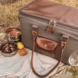 45l Big Boy Cooler | Wax Canvas with Genuine Leather & Hard Inner Bin Box Cooler by Thandana