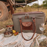 45l Big Boy Cooler | Wax Canvas with Genuine Leather & Hard Inner Bin | Corporate Box Cooler by Thandana