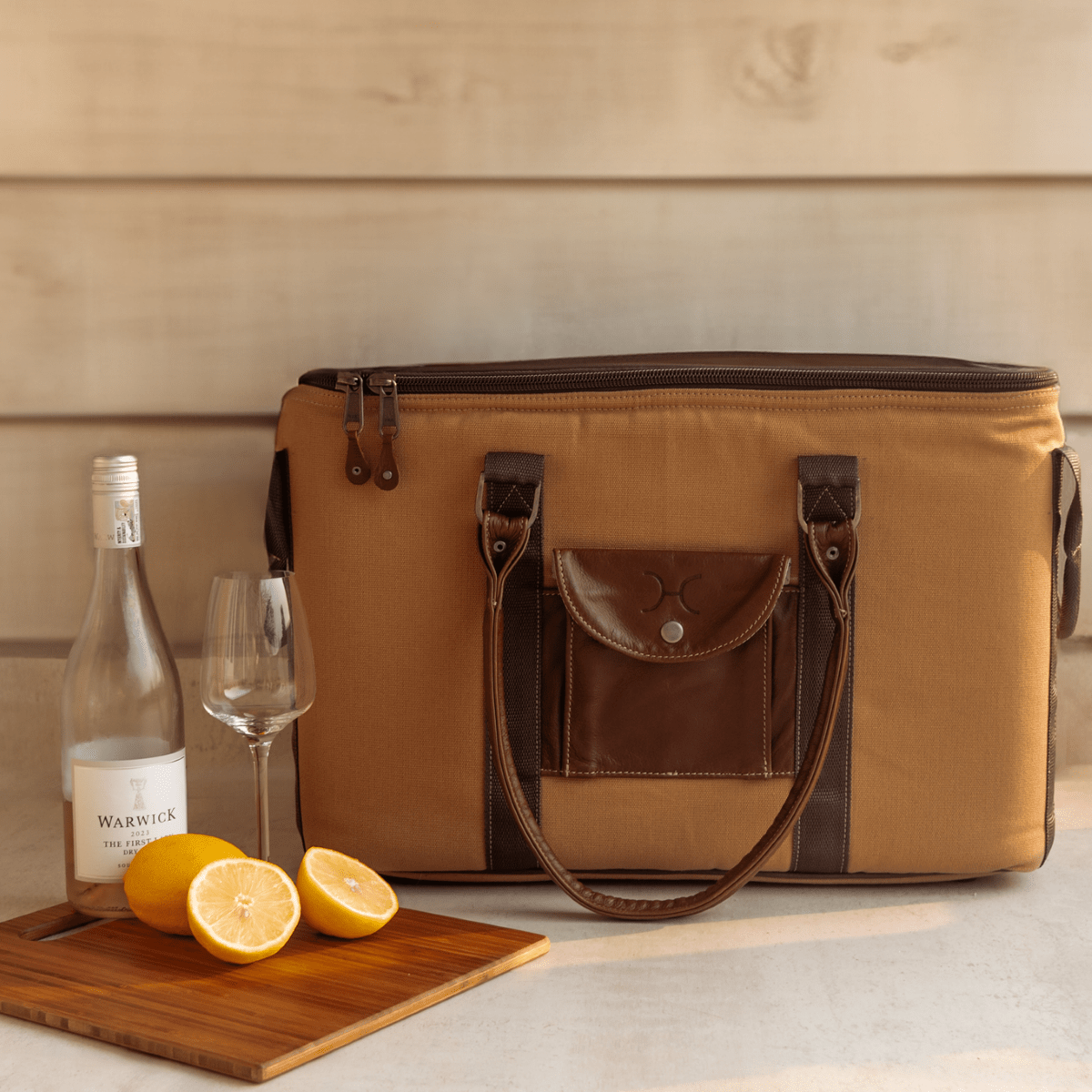45l Big Boy Cooler | Wax Canvas with Genuine Leather & Hard Inner Bin Box Cooler by Thandana