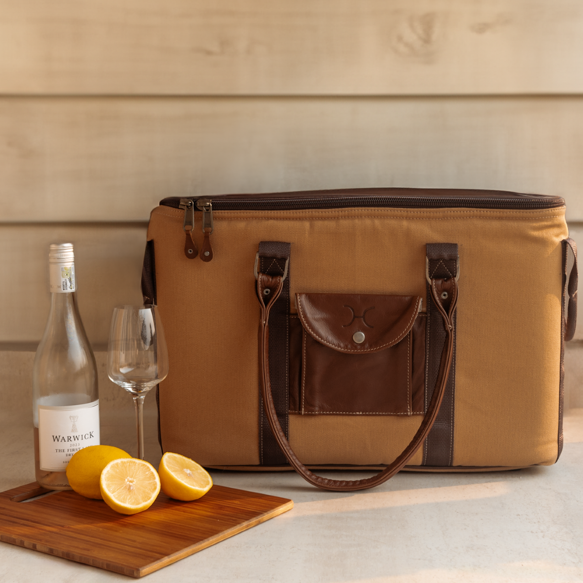 45l Big Boy Cooler | Wax Canvas with Genuine Leather & Hard Inner Bin | Corporate Box Cooler by Thandana