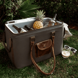 45l Big Boy Cooler | Wax Canvas with Genuine Leather & Hard Inner Bin Box Cooler by Thandana