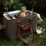 45l Big Boy Cooler | Wax Canvas with Genuine Leather & Hard Inner Bin | Corporate Box Cooler by Thandana