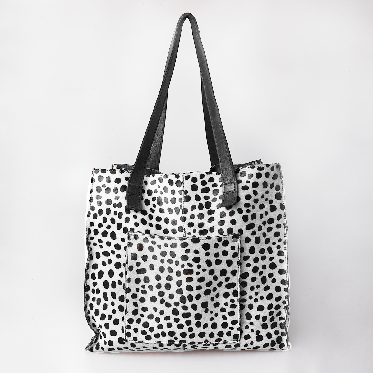 Tote Handbag | Faux Fur Print Genuine Leather