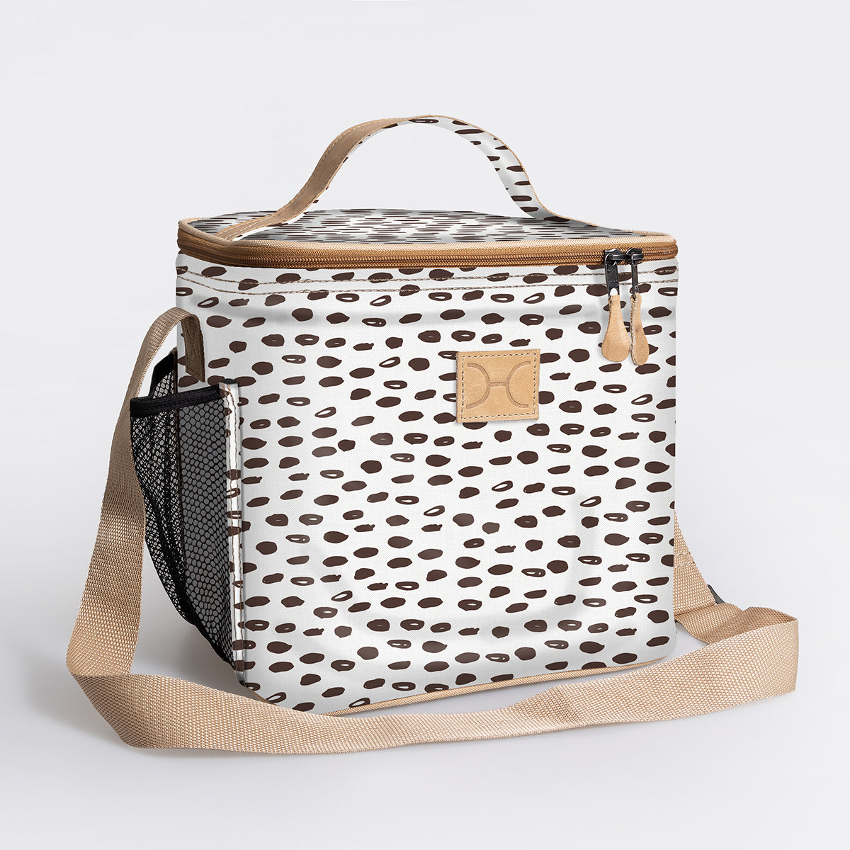 Lunch Box Cooler | Laminated Fabric with Genuine Leather | In Stock