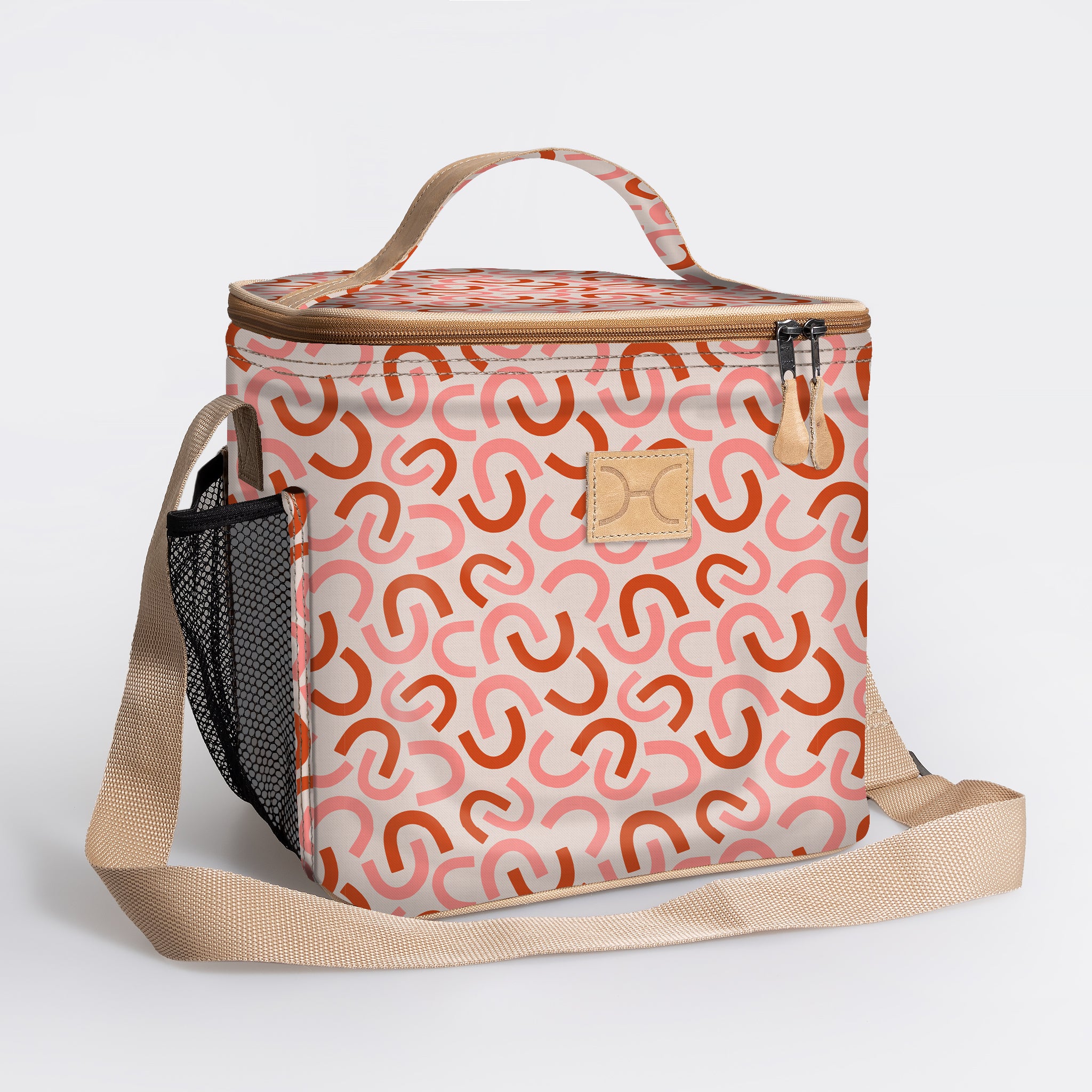Lunch Box Cooler | Laminated Fabric with Genuine Leather | In Stock