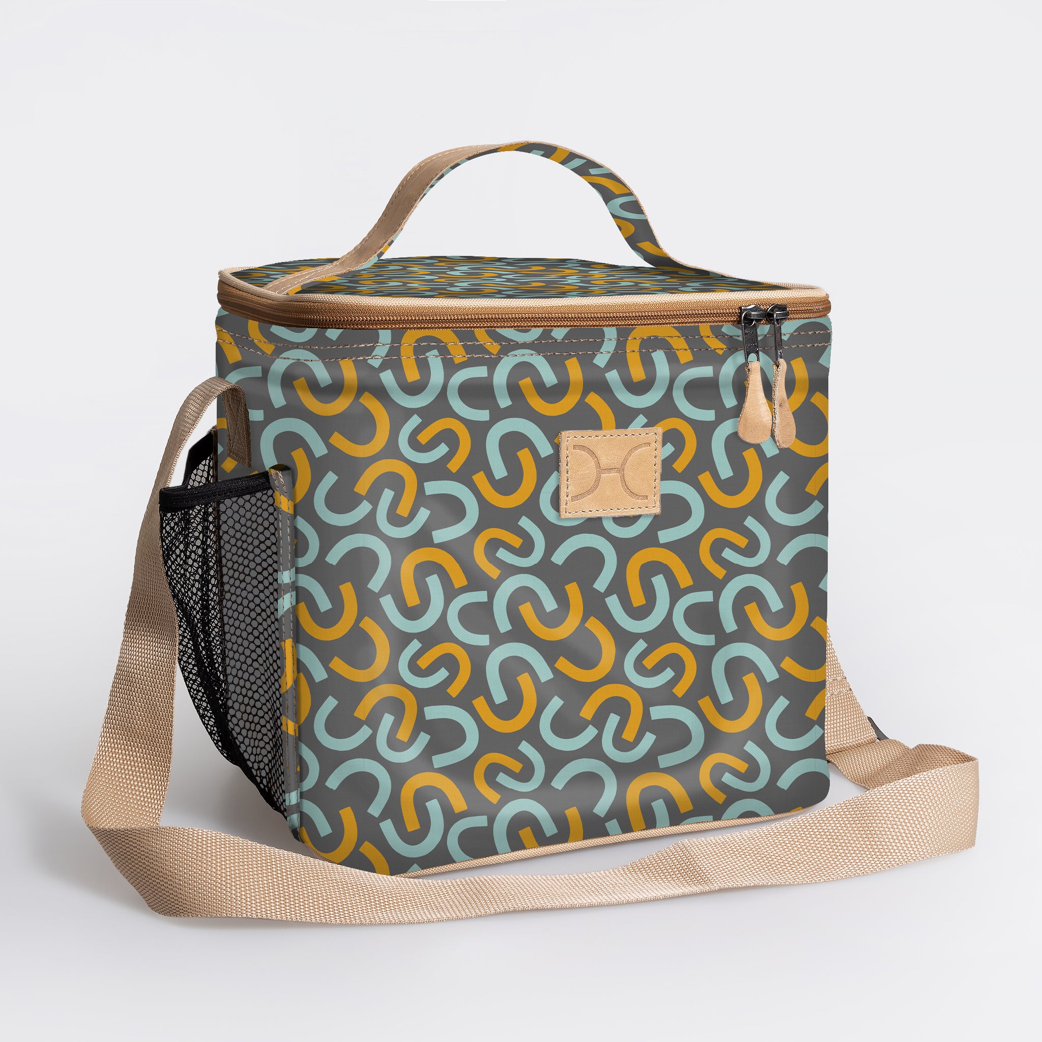 Lunch Box Cooler | Laminated Fabric with Genuine Leather | In Stock
