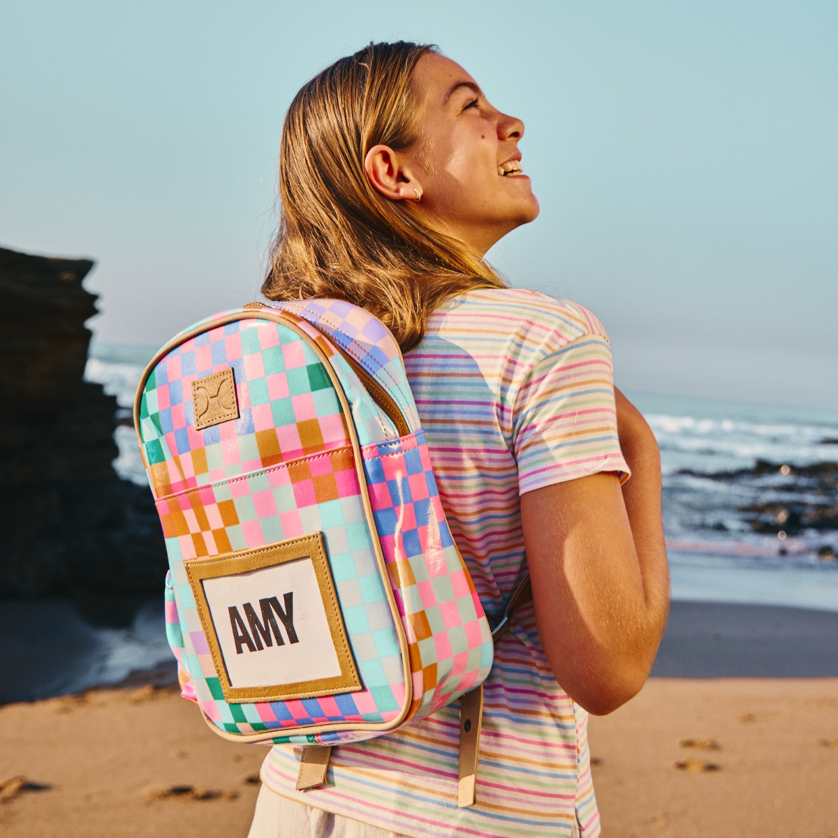 Kids Backpack | Laminated Fabric with Genuine Leather | In Stock