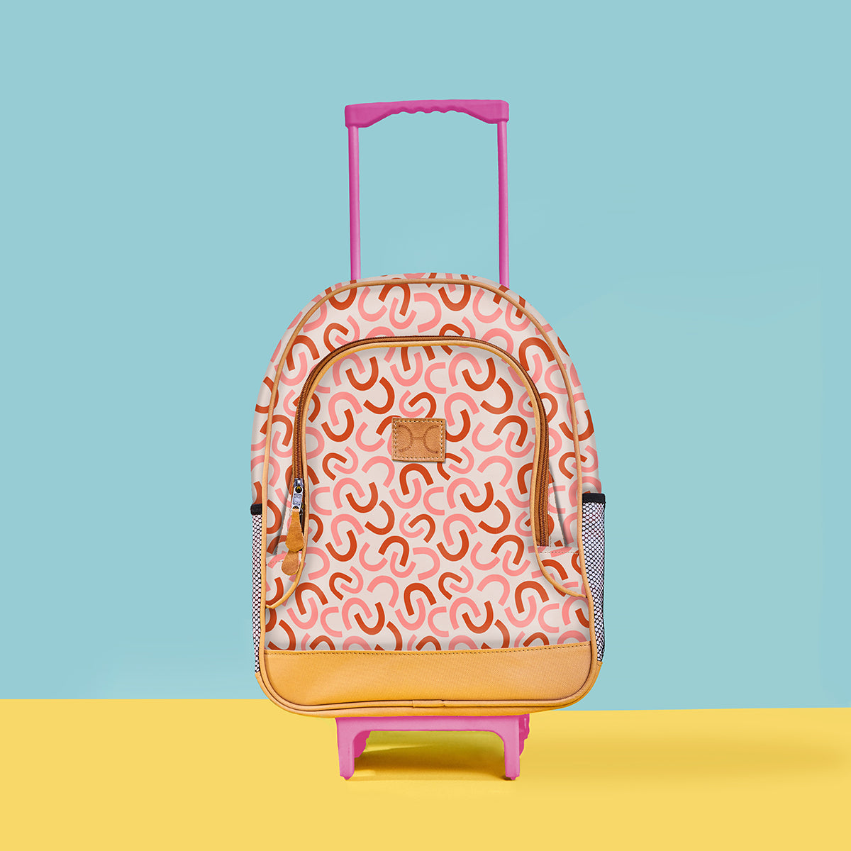 Kids Wheelie Backpack | Laminated Fabric | Blue Handle