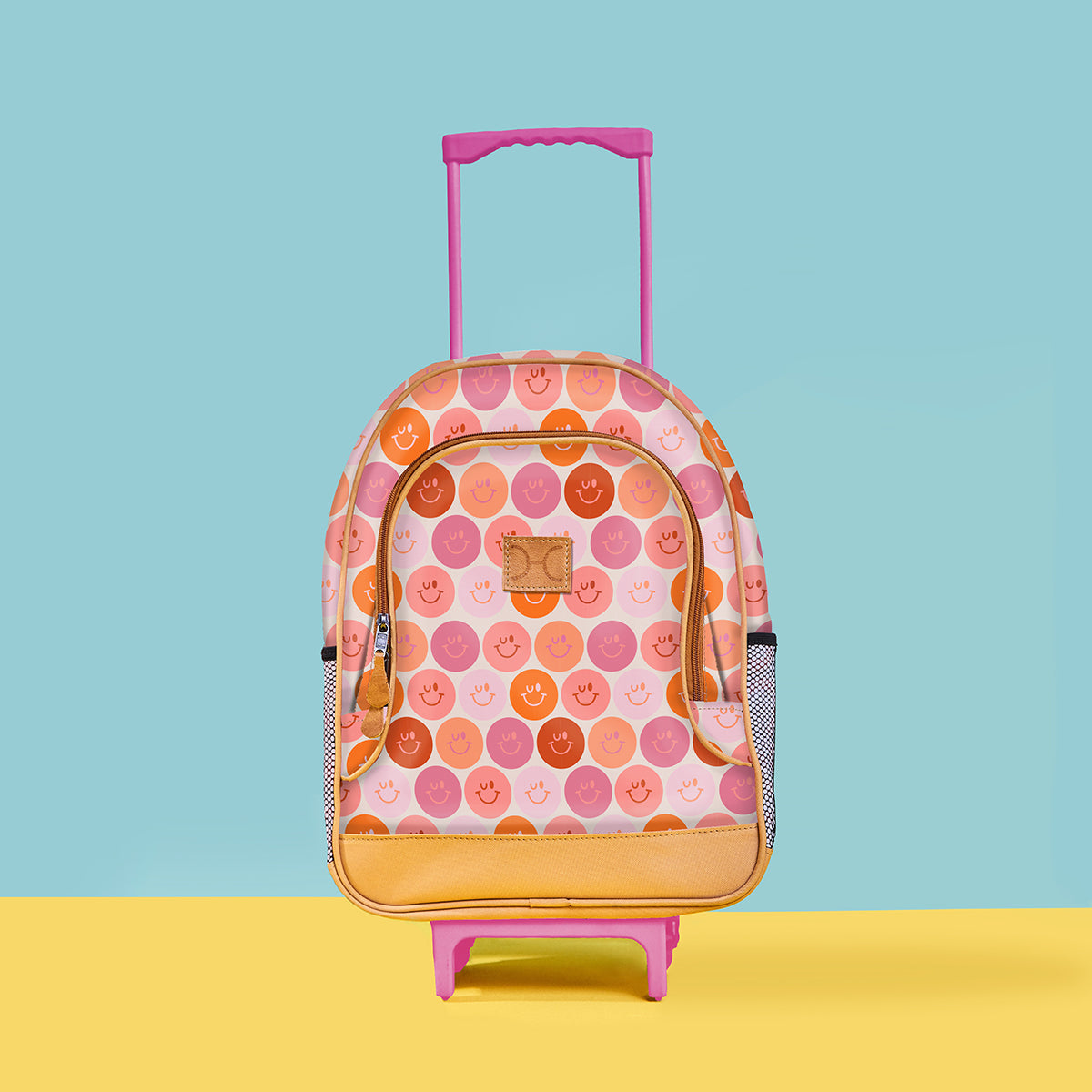 Kids Wheelie Backpack | Laminated Fabric | Blue Handle