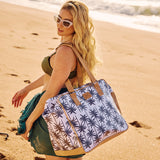 Large Weekender Luggage | Laminated Fabric with Genuine Leather