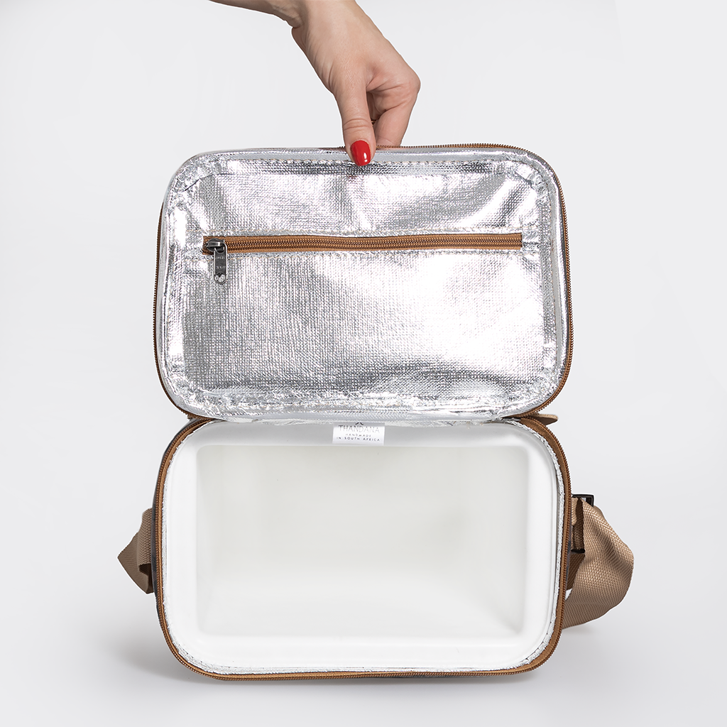 Lunch Box Cooler | Laminated Fabric with Genuine Leather | In Stock