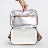 Lunch Box Cooler | Laminated Fabric with Genuine Leather | In Stock