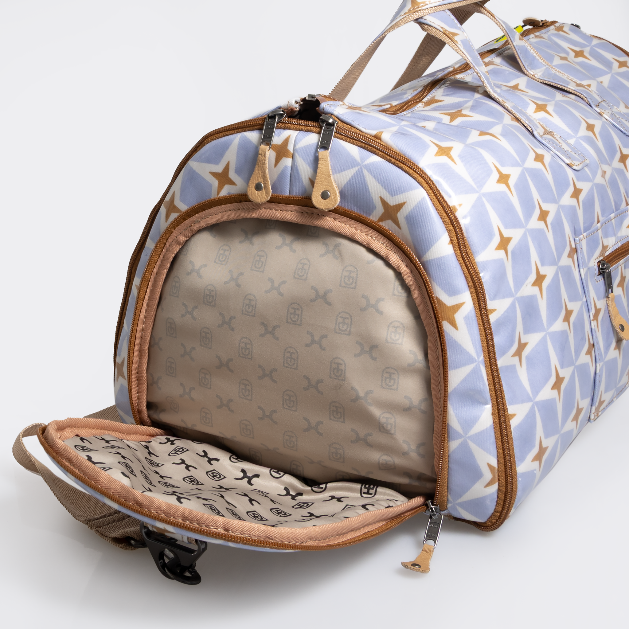 Carry All Travel Bag | Laminated Fabric with Genuine Leather